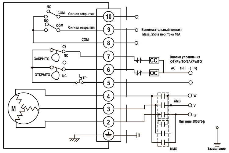 Электрическая схема подключения DN.ru-040-380В