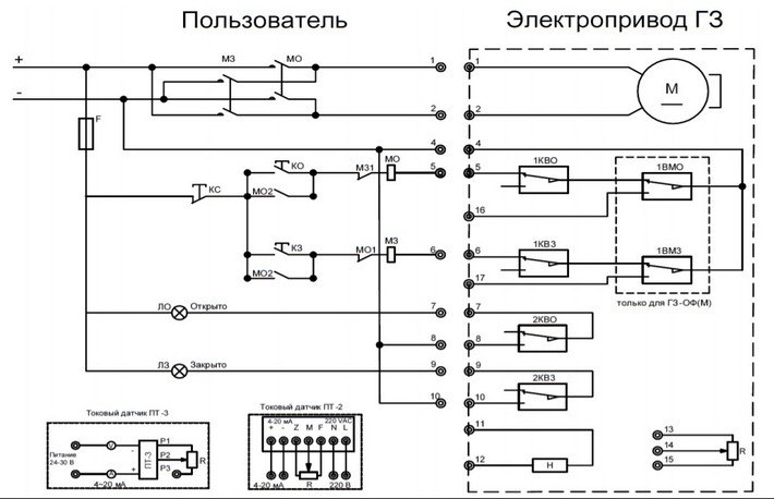 Электрическая схема подключения ОФВ-К 24 В