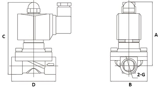 Клапан электромагнитный DN.ru VS300-NT-NO-220VAC 2ʺ Ду50 Ру10, соленоидный двухходовой, корпус - латунь, уплотнение - NBR, резьбовой, нормально открытый, прямого действия, катушка - 220В