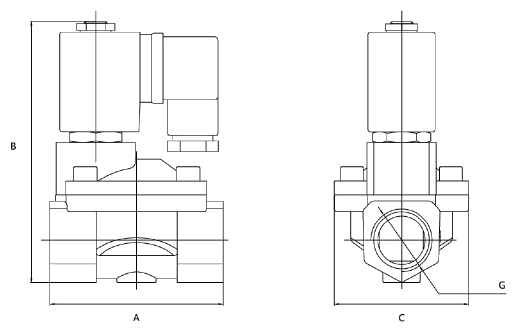 Клапан электромагнитный DN.ru VS400-NT-NC-220VAC 1 1/2ʺ Ду40 Ру10, соленоидный двухходовой, корпус - латунь, уплотнение - NBR, резьбовой, нормально закрытый, пилотный, катушка - 220В