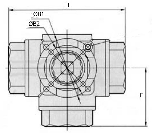 Кран шаровой трехходовой Genebre 2041 03 Ду10 Ру63, тип T, стандартнопроходной, резьбовой с электроприводом DN.ru ST-005 220В (0-270°)