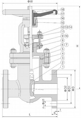 Задвижка клиновая NewKey ZK 2″ Ду50 Ру16 фланцевая, корпус - нержавеющая сталь AISI304 (CF8)