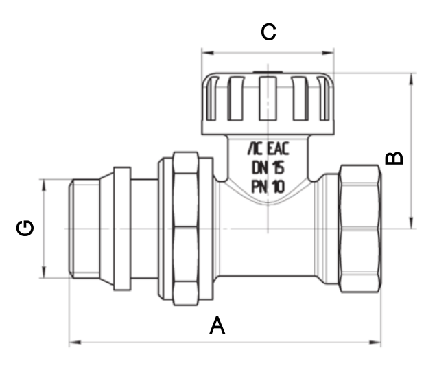Клапаны регулирующие для радиатора AQUALINK Ду15-20 Ру10 прямые, с уплотнением, внутренняя/наружная резьба