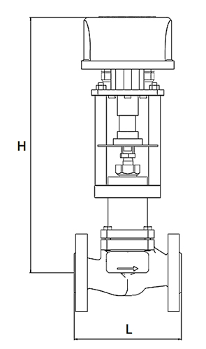 Клапан регулирующий АСТА Р213 ТЕРМОКОМПАКТ Ду32 Ру16, уплотнение - PTFE,  с электроприводом ЭПР 0.7 кН 220В (3-х поз. сигнал)