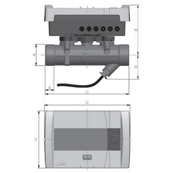 Эскиз Теплосчетчик ультразвуковой Danfoss SonoSafe10 Ду15 Ру16 резьбовой, квартирный, пропускная способность 0,6 м3/час, установка подающая, интерфейс M-Bus (014U0157P)