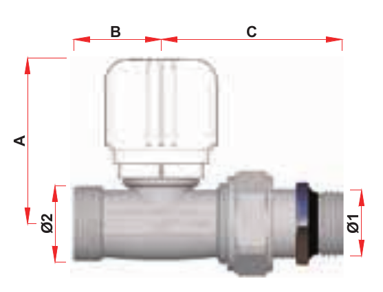 Вентиль термостатический FAR 1/2″ М24х19 Ду15 Ру16, прямой с преднастройкой, уплотнение EPDM