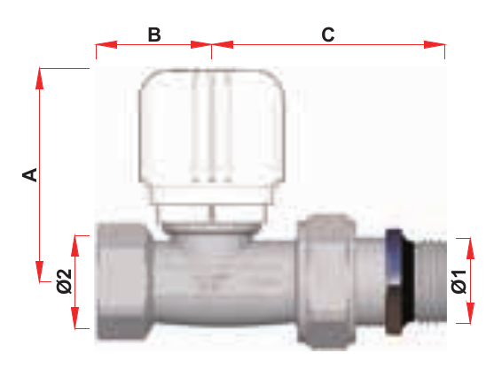 Вентиль термостатический FAR 3/4″ Ду20 Ру16, прямой с преднастройкой, ВР, уплотнение EPDM
