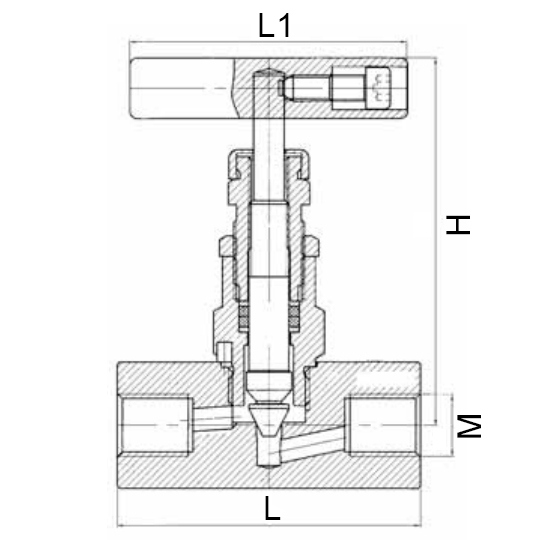 Клапан игольчатый одновентильный Гранвент MV40 1″ Ду25 Ру420 из нержавеющей стали, внутренняя резьба BSP