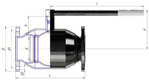 Кран шаровой ALSO КШ.Ф.П.100.25-02 Ду100 Ру25 полнопроходной, присоединение - фланцевое, корпус - сталь 09Г2С, уплотнение - PTFE, управление - ручка/рычаг