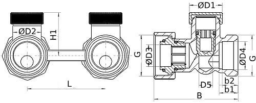 Узел нижнего подключения MVI TR.4 3/4″ Ду20 Ру10 для двухтрубных систем, прямой, наружная резьба/накидная гайка, материал корпуса – латунь