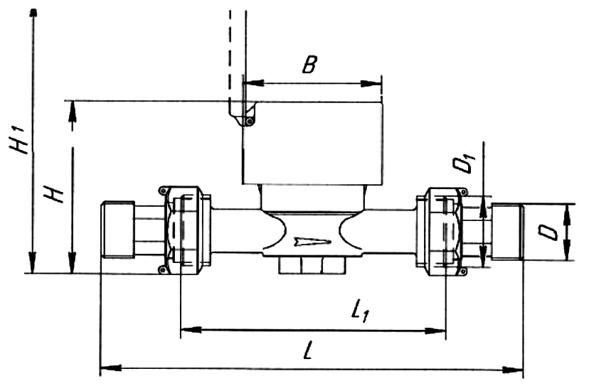 Счетчик холодной воды крыльчатый одноструйный Декаст ОСВХ-25 НЕПТУН Класс С МИД Ду25 Ру16 резьбовой, до 50°С,  L=170 мм, в комплекте с монтажным набором