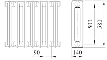 Радиаторы чугунные НТКРЗ МС-140 М 500-80 4-7 секций, подключение боковое
