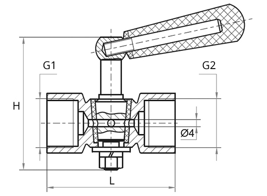 Кран для манометра трехходовой Росма Ду15/Ду20 Ру25 латунный, с фторопластовой прокладкой и натяжной гайкой, внутренняя/наружная резьба G1/2-М20х1,5, ручка-рычаг