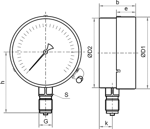 Мановакуумметр Росма ТМВ-510Р.00 (-0.1-0.15 МПа) M20x1.5 1.0 общетехнический 100 мм, радиальное присоединение -0.1-0.15 МПа резьба M20x1.5 класс точности 1.0