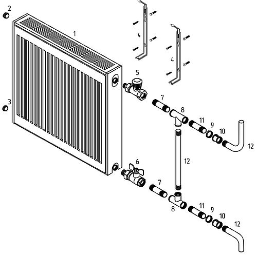 Радиатор панельный Royal Thermo COMPACT C22-600-1900 Noir Sable 4.885 кВт настенный, присоединение резьбовое - 1/2″, подключение - боковое, универсальное, стальной, цвет - черный