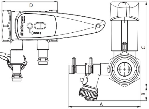 Клапан балансировочный BROEN V с дренажом резьбовой 2″ Ду50 Ру25 латунный