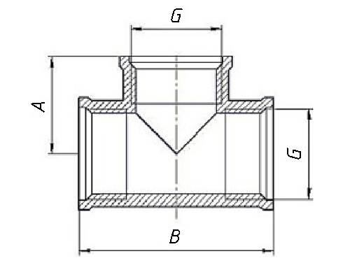 Тройник VALFEX VF.130.N.012 1/2″ Ду15 Ру40 латунный никелированный внутренняя/внутренняя резьба
